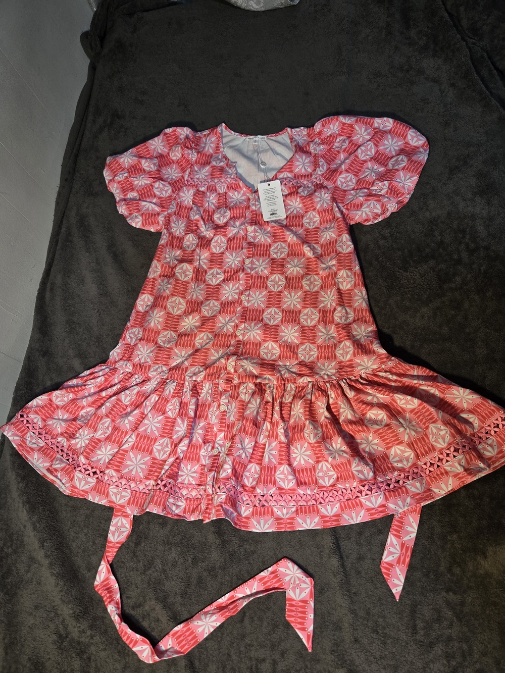Mary Square Pink Geometric Print Mini Dress Size S